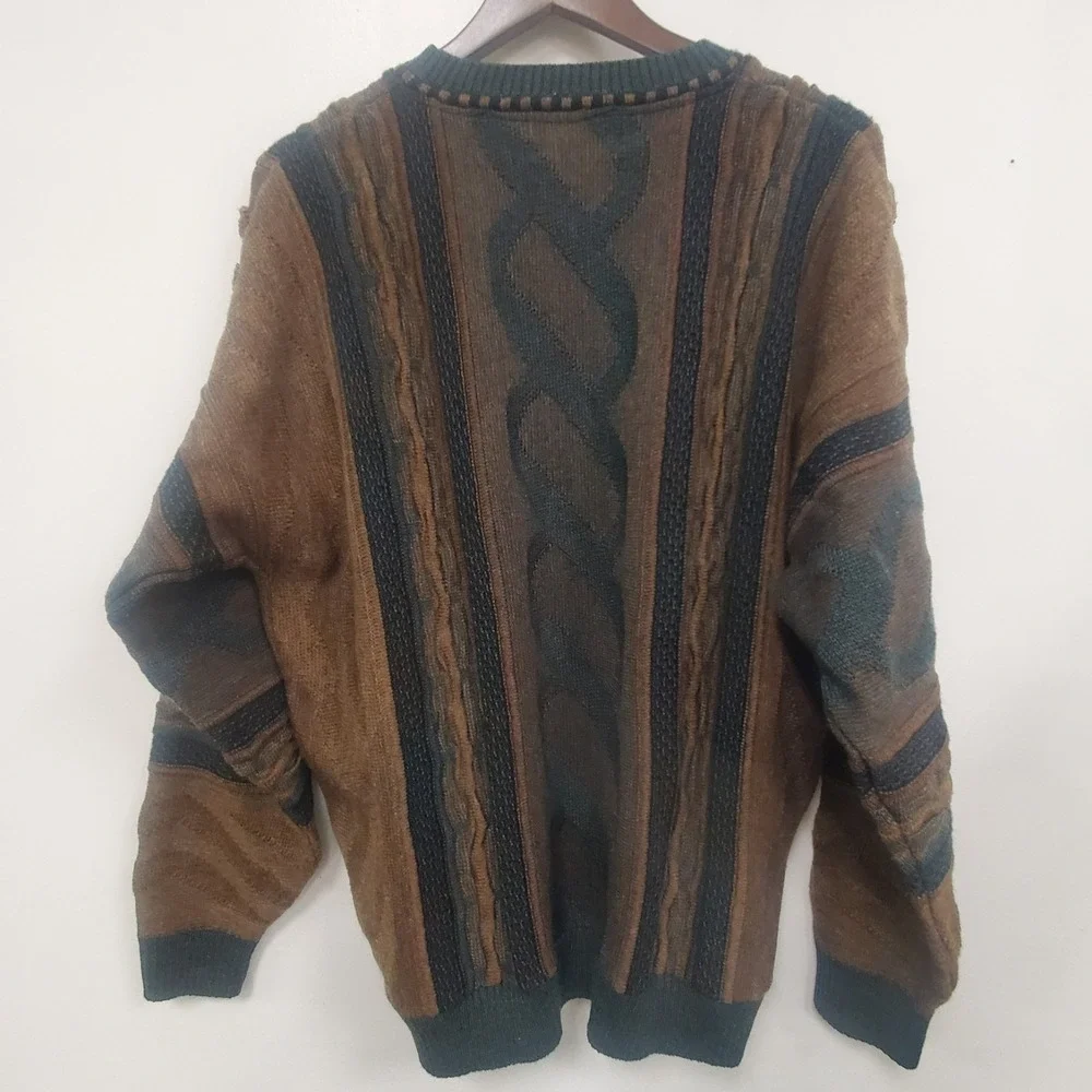 Tosani Mens 3D Knit Sweater Size L Vintage Hip Hop Biggie Cosby Streetwear Indie